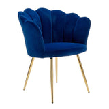 Art Deco Blue Velvet Shell Back Cocktail Armchair