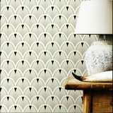 Art Deco Fan Geometric Wallpaper White/Black/Gold