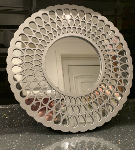 Art Deco Silver Round Wall Mirror