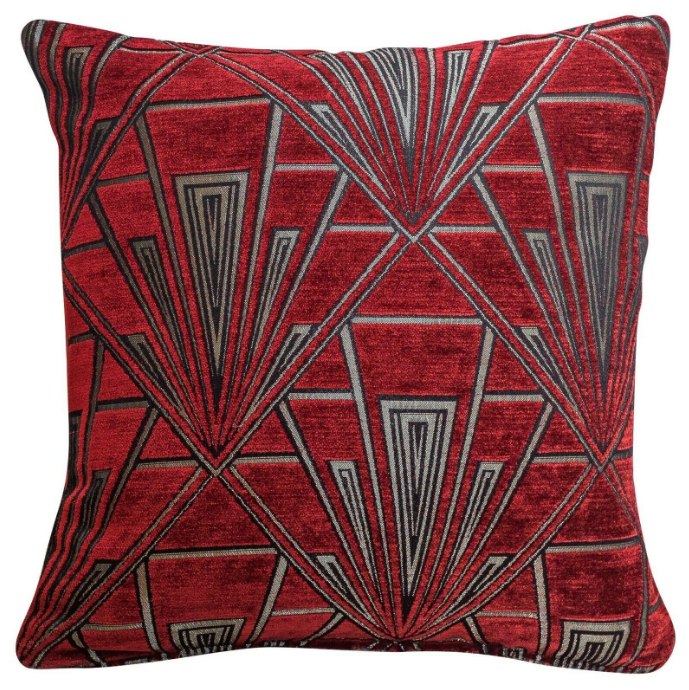 Red Silver Luxury Velvet Art Deco Cushion 17