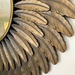 Gold Feathered Art Deco Round Wall Mirror 60cm