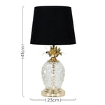 Glass Pineapple Black & Gold Art Deco Table Lamp