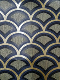Art Deco Fan Geometric Wallpaper Blue/Gold Glitter