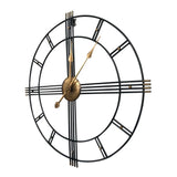 Large Art Deco Geometric Black Wall Clock With Gold Hands 60cm