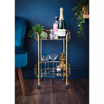 Gold Drinks Trolley With Glass Shelves