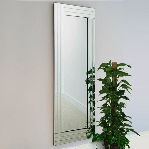 Silver Triple Bevelled Full Length Wall Mirror 120cm X 40cm