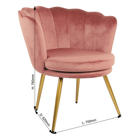 Art Deco Pink Velvet Wingback Cocktail Armchair