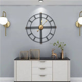 Large Art Deco Geometric Black Wall Clock With Gold Hands 60cm