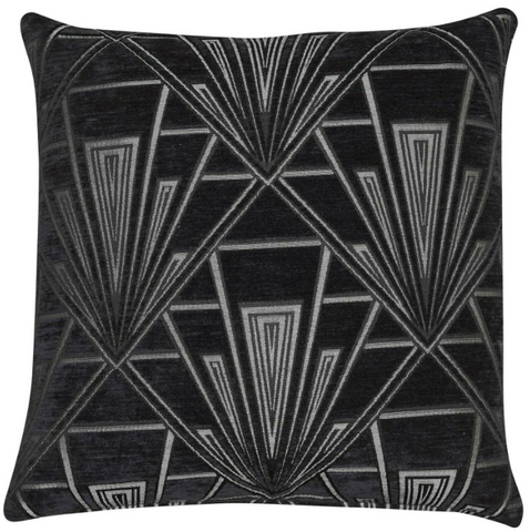 Silver & Black Luxury Velvet Art Deco Cushion 17"