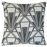 Pearl White & Silver Luxury Velvet Art Deco Cushion 17"