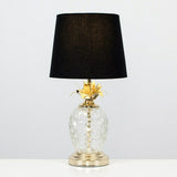 Glass Pineapple Black & Gold Art Deco Table Lamp