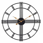 Large Art Deco Geometric Black Wall Clock With Gold Hands 60cm