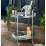 Silver Art Deco Drinks Trolley With Mirrored Glass Shelves
