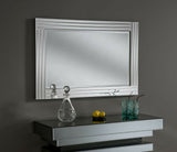 Large Art Deco Silver Glass Wall Mirror 120cm x 80cm