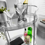 Silver Art Deco Drinks Trolley With Mirrored Glass Shelves