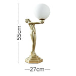 Art Deco Golden Lady Table Lamp with Globe