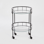 Black Drinks Trolley With Glass Shelves
