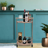 Rose Gold Drinks Trolley With 2 Tier Shelving