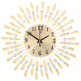 Gold Sunburst Art Deco Diamante Wall Clock 38cm