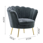 Art Deco Grey Velvet Shellback Luxury Armchair