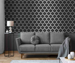 Black & Silver Art Deco Trellis Wallpaper