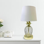 Glass Pineapple Light Gold & White Art Deco Table Lamp