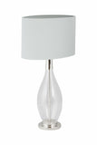 Glass & Chrome Table Lamp with Light Grey Shade