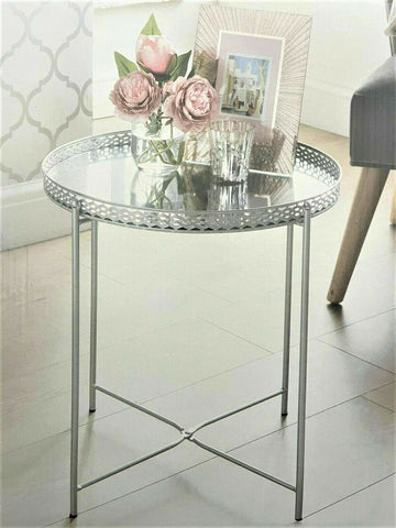 Silver Art Deco Round Tray Table