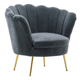 Art Deco Grey Velvet Shellback Luxury Armchair