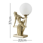 Gold Art Deco Lady Statue Table Lamp with Globe