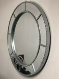 Silver Round Art Deco Wall Mirror 61cm x 61cm