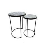 Marble Nesting Side Tables With Black Base