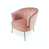 Art Deco Pink Velvet Shellback Cocktail Armchair