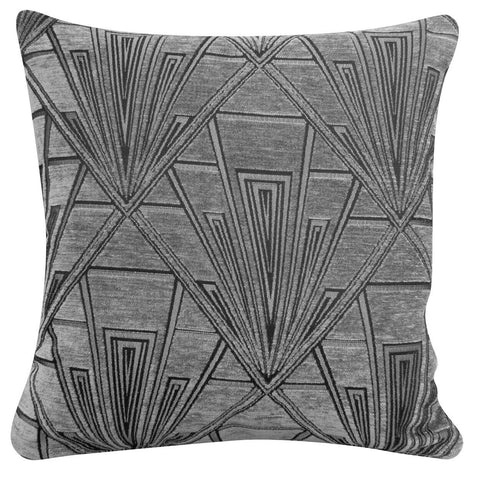 Grey & Silver Luxury Velvet Art Deco Cushion 17"