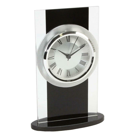 Art Deco Black Stripe Glass Mantel Clock